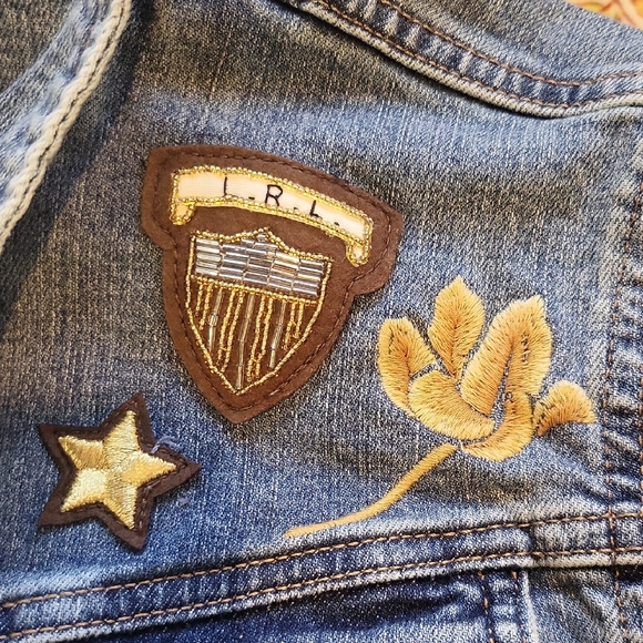 Ralph Lauren Blue Jean Jacket with Gold Embroidery - Picture 9 of 9